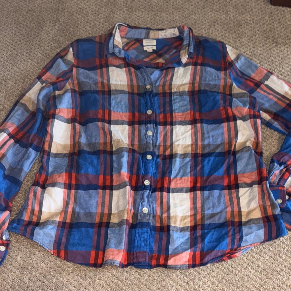 J. Crew Women’s Plaid Button Down Shirt SZ L